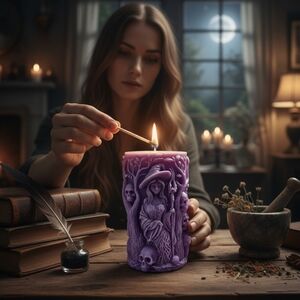 Handmade ✦ Witch & Skulls Candle ✦ Vanilla Brandy Soy Wax Gothic Decor Halloween